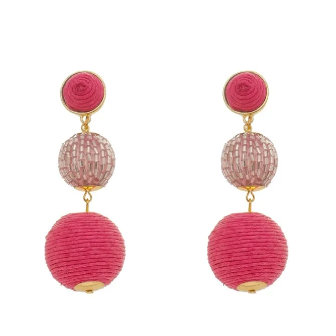 Brinco Bolas Fio Pink Maria Rita