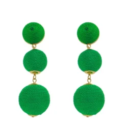 Brinco Bolas Fio Verde Bandeira Maria Elimia