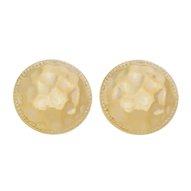 Brinco Botão Cora Texturizado Folheado a Ouro 18k