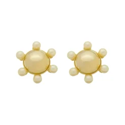Brinco Botão Diana Pérolas Folheado a Ouro 18k