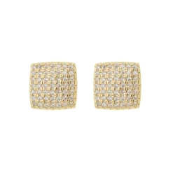 Brinco Débora Quadrado Zircônias Folheado a Ouro 18k