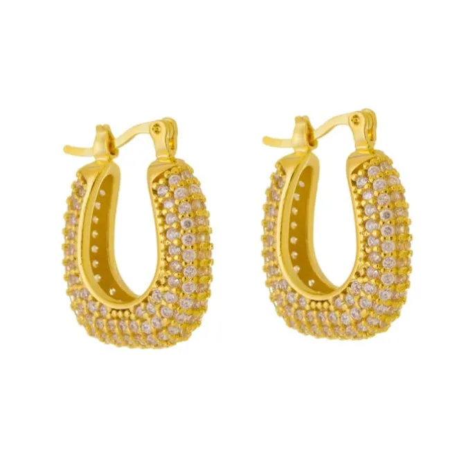Brinco de Argola Cravejada Katy Zircônias Folheado a Ouro 18k