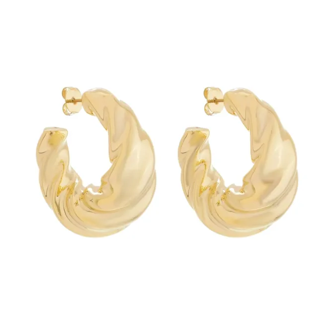 Brinco de Argola Croissant Natália Folheado a Ouro 18k