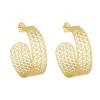 Brinco de Argola Erica Texturizado Folheado a Ouro 18k