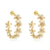 Brinco de Argola Flor Íris Dourado