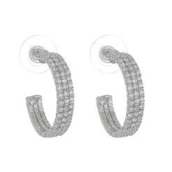 Brinco de Argola Kate M Zircônias Folheado em Ródio Branco