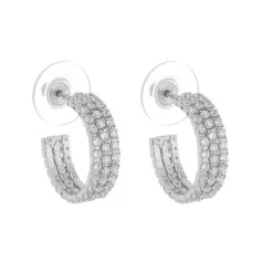 Brinco de Argola Kate P Zircônias Folheado em Ródio Branco