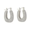 Brinco de Argola Katy Cravejada Zircônias Folheado em Ródio Branco