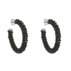 Brinco de Argola Lila Cristais Preto