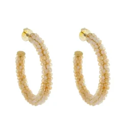 Brinco de Argola Lila Cristais Nude