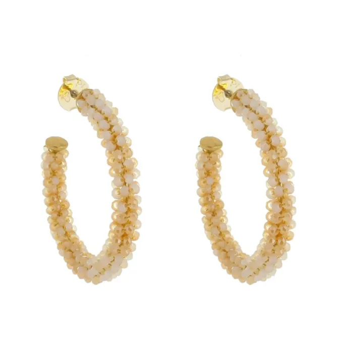 Brinco de Argola Lila Cristais Nude