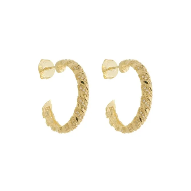 Brinco de Argola Mia M Zircônias Folheado a Ouro 18k