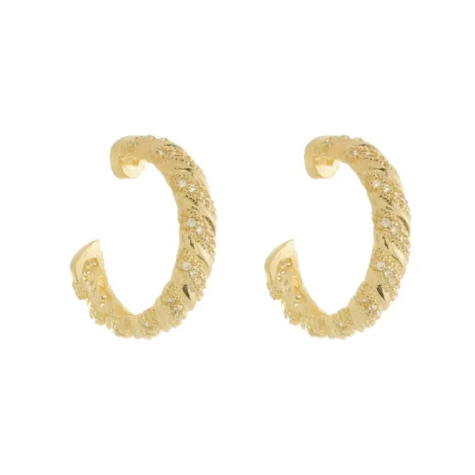 Brinco de Argola Mia P Zircônias Folheado a Ouro 18k