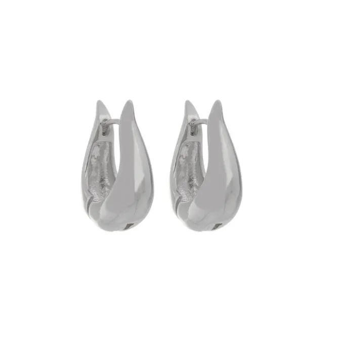 Brinco de Argola Pequena Diana Vintage Metal Folheado em Ródio Branco