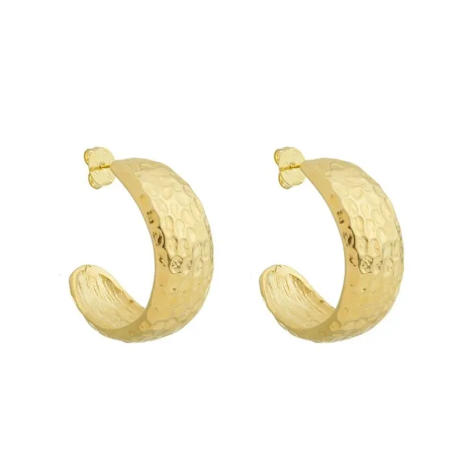 Brinco de Argola Texturizada Frida Folheado a Ouro 18k