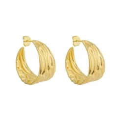 Brinco de Argola Texturizada Michelle Folheado a Ouro 18k