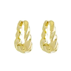 Brinco de Argola Torcida Stella M Folheado a Ouro 18k Piuka