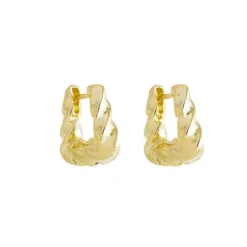 Brinco de Argola Torcida Stella P Folheado a Ouro 18k Piuka