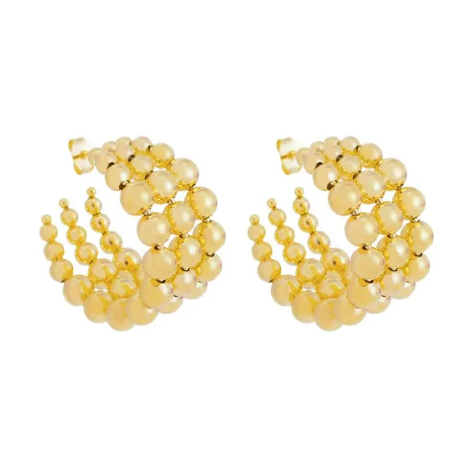 Brinco de Argola Tripla Bolas Verena Folheado a Ouro 18k