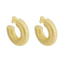 Brinco de Argola Tubo Espiral M Lila Folheado a Ouro 18k