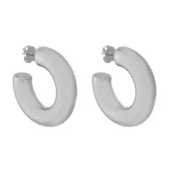Brinco de Argola Tubo G Ariel Folheado em Ródio Branco