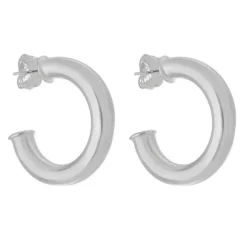 Brinco de Argola Tubo Lele G Folheado em Ródio Branco
