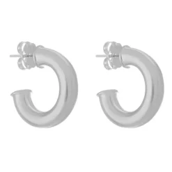 Brinco de Argola Tubo Lele M Folheado em Ródio Branco