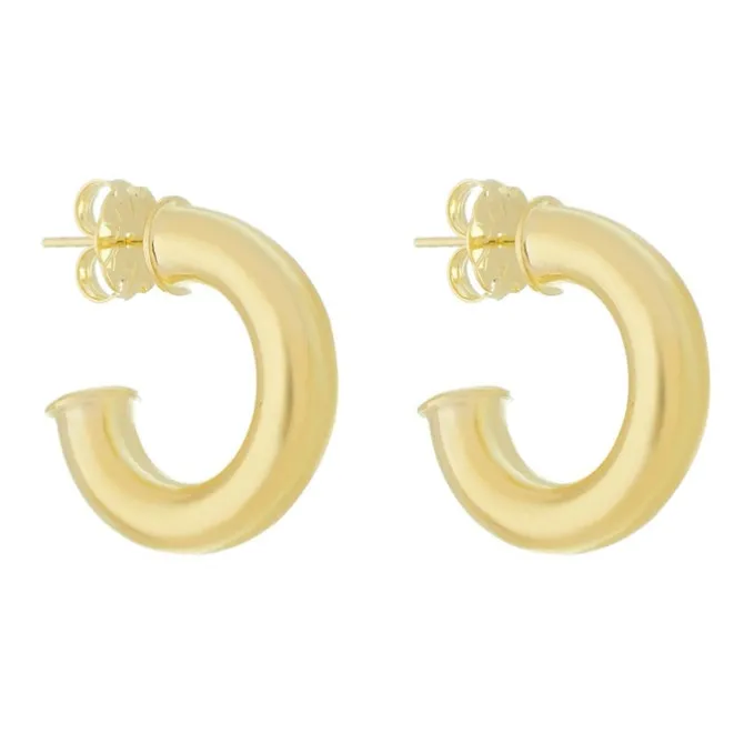 Brinco de Argola Tubo Lele M Folheado a Ouro 18 K