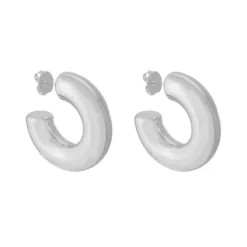 Brinco de Argola Tubo M Ariel Folheado em Ródio Branco