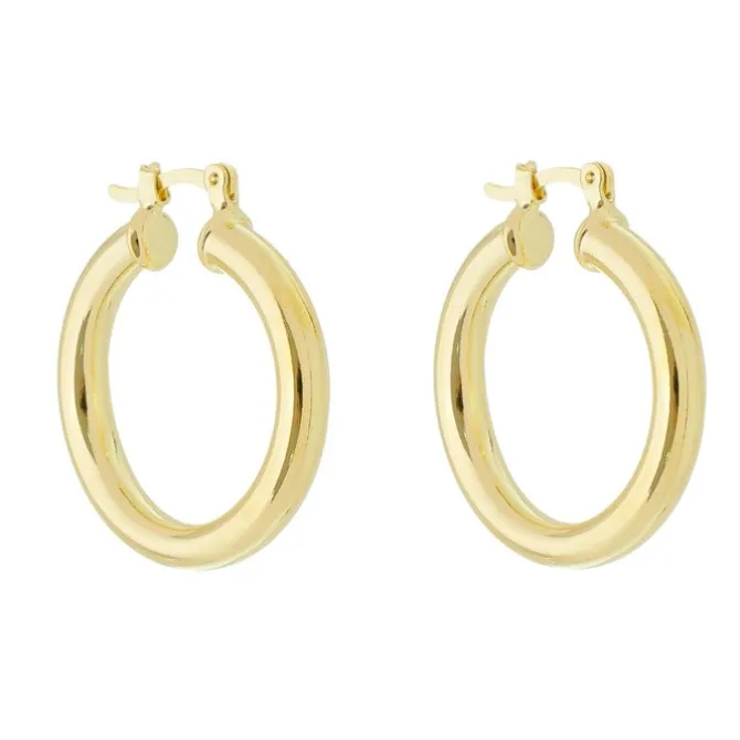 Brinco de Argola Tubo Nana M Folheado a Ouro 18k