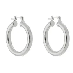 Brinco de Argola Tubo Nana M Folheado em Ródio Branco