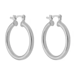 Brinco de Argola Tubo Nana G Folhedo em Ródio Branco