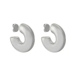 Brinco de Argola Tubo P Ariel Folheado em Ródio Branco