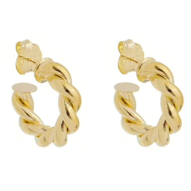 Brinco de Argola Tubo Torcido Camila P Folheado a Ouro 18k