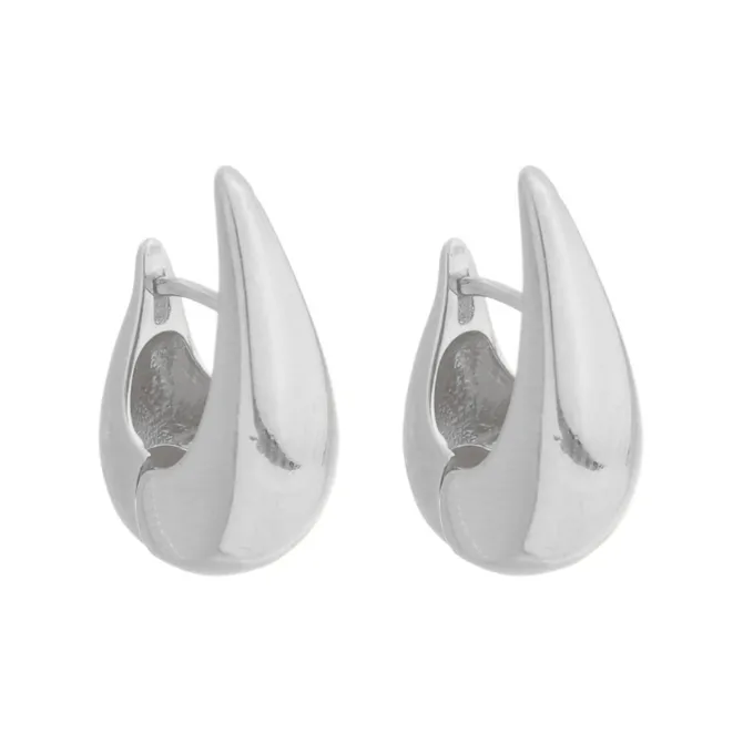 Brinco de Argola Vintage Glenda P Folheado em Ródio Branco