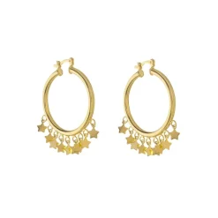 Brinco de Argola Yasmin Estrelas Folheado a Ouro 18k