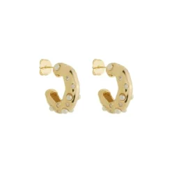 Brinco de Argola Yumi Pérolas e Zircônias Folheado a Ouro 18k