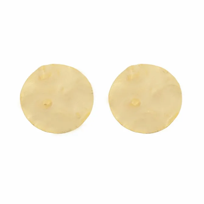 Brinco de Botão Cléa Texturizado Folheado a Ouro 18k
