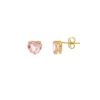 Brinco de Coração Hcc Zircônia Rosa Folheado a Ouro 18k