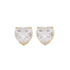 Brinco de Coração Maria Antônia Zircônia Cristal Folheado a Ouro 18k