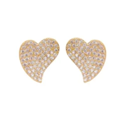 Brinco de Coração Patricia Zircônias Folheado a Ouro 18k