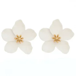 Brinco de Flor Jasmim Branco