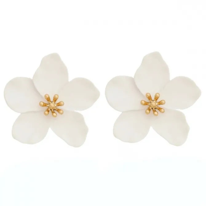 Brinco de Flor Jasmim Branco