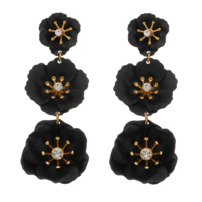 Brinco de Flor Malva Preto
