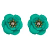 Brinco de Flor Peônia Turquesa