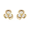 Brinco de Flor Verbena Dourado e Branco