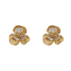Brinco de Flor Verbena Dourado e Prata