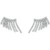 Brinco Ear Cuff Brigite Zircônias Franjas Folheado em Ródio Branco