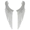 Brinco Ear Cuff Leonie Strass Franja Folheado em Ródio Branco