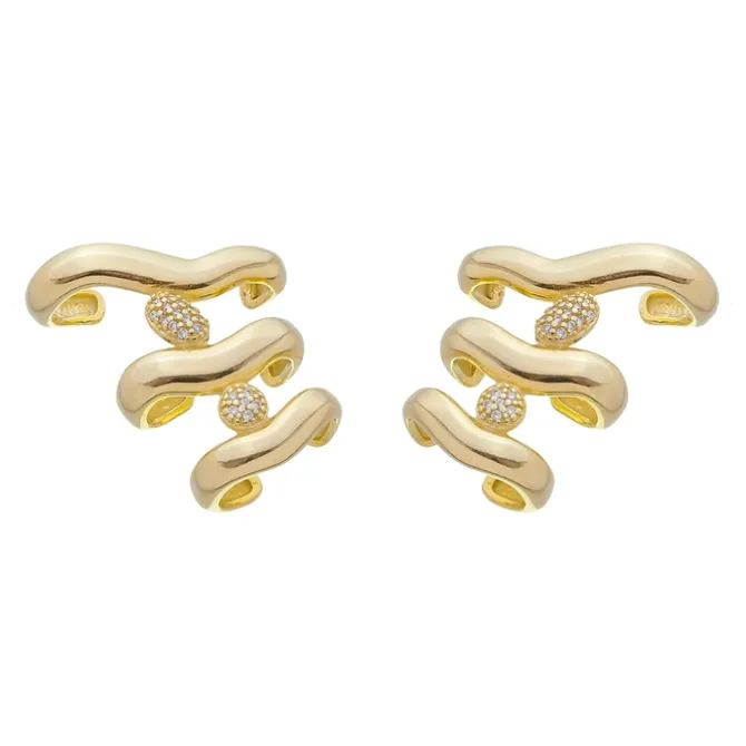 Brinco Ear Cuff Zoe Zircônias Folheado a Ouro 18k